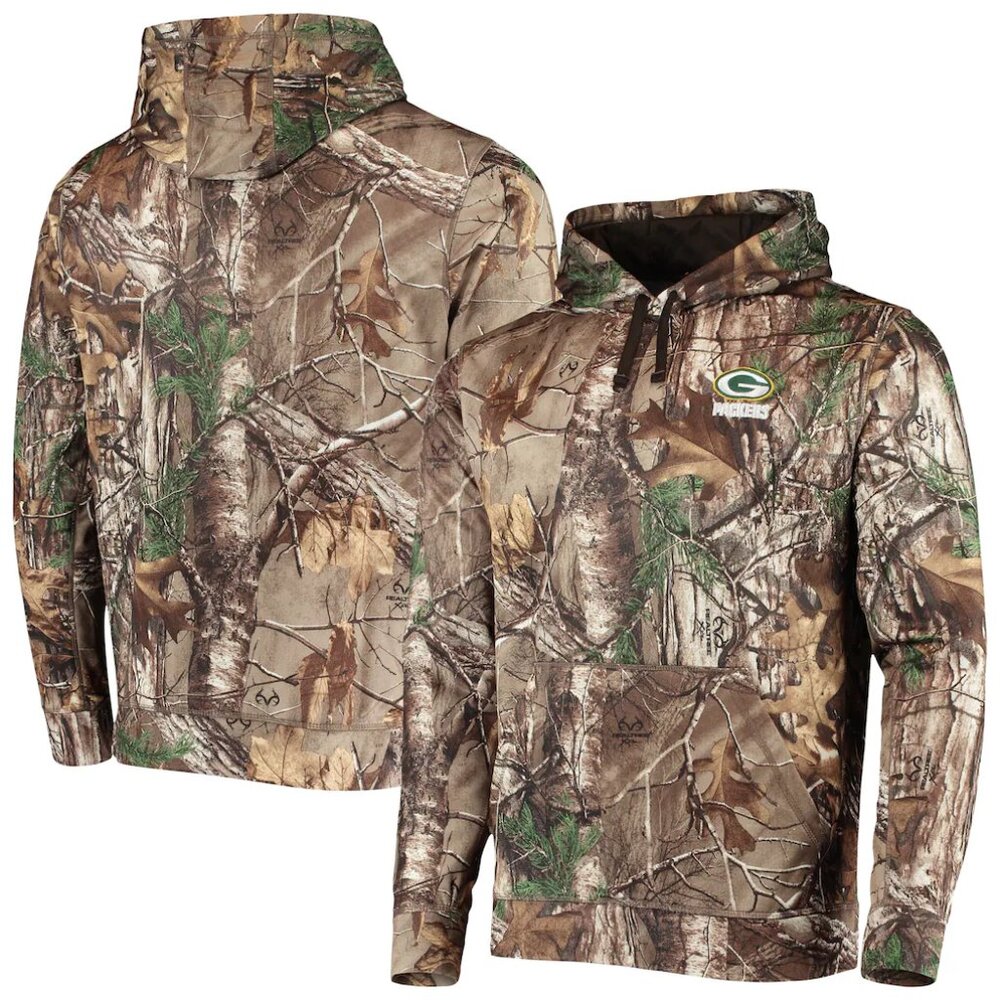 Men's Dunbrooke Realtree Camo Green Bay Packers Fleece Pullover Hoodie, XXL